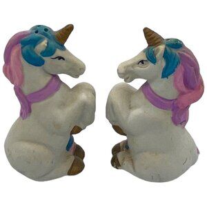 Porcelain Ceramic Pastel Unicorn Salt and Pepper Shaker Set Fantasy Collectible